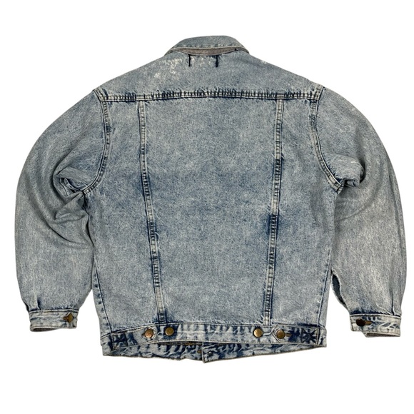 Vintage 90s French Navy Distressed Acid Wash Denim Jean Trucker Jacket - Picture 6 of 16